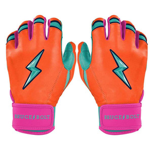 Guantes de Bateo de Béisbol y Sóftbol Personalizados para Hombre, Color Naranja Aqua, Doble Refuerzo en la Palma, Ambidiestros, Puño Corto, Cuero Cabretta Premium - Product Image 1