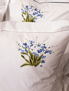 Custom Wholesale Embroidery Blue Flower & Bow Home Duvet Cover Sets Cotton Machine-washable Hemstitch <b>Bedding</b> Sets Home Wedding - Product Image 2