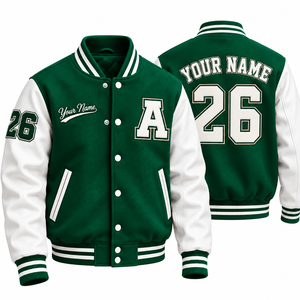 Blouson universitaire unisexe personnalisé pour l'hiver, style baseball, avec col montant, boutons sur le devant, broderie personnalisée, service OEM - Product Image 6