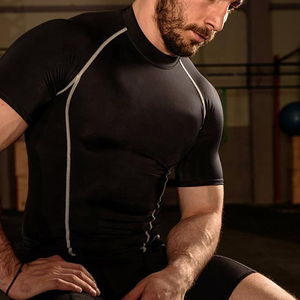 Haut de sport à manches courtes pour homme - Tissu respirant et anti-transpiration - T-shirt d'entraînement coupe athlétique - Product Image 6