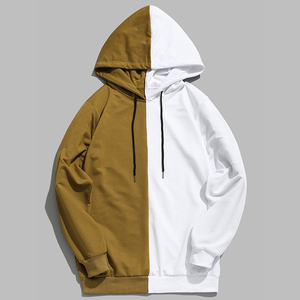 Sudadera con Capucha Oversize para Hombre, Diseño Color Block en Blanco y Negro, Estilo Casual, Tejida, para Otoño, Corte Regular - Product Image 4