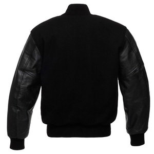 Chaqueta Universitaria Unisex con Logotipo Personalizado, Diseño Geométrico de Dibujos Animados, Mangas de Lana, Impermeable, Resistente al Viento, Negra, para Parejas, Estilo Béisbol - Product Image 1