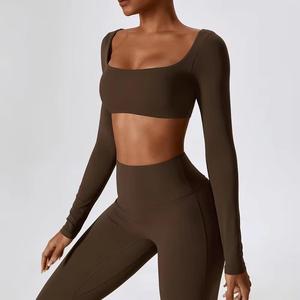 Full Length Sleeve Bra Backless Yoga Shock-absorbing Wearable Breathable Fitness Set for Sports - Product Image 6