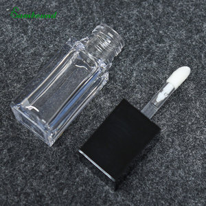 Manufacturer 11ml Large Capacity Square Lip Gloss Tube Bright Black Transparent Brush Handle <b>Foundation</b> Contour Bottle Premium - Product Image 4