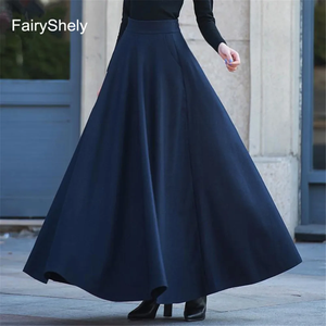 FairyShely 2026 - Abayas Vaqueras Retro de Cintura Alta con Pliegues para Mujer, Estilo Casual, con Bolsillos, de Algodón, Maxi, Sencillas, Color Rojo, para Verano, Otoño e Invierno - Product Image 1