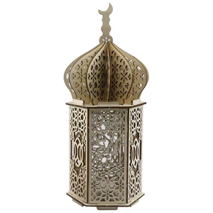 Fabrication en gros de décorations artisanales écologiques pour le Ramadan, phare en bois personnalisable, cadeau créatif, bougie de fête - Product Image 3