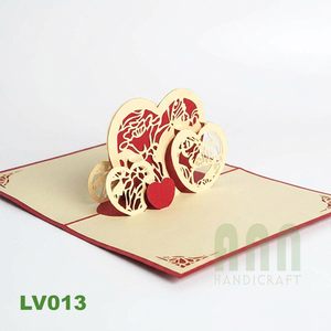 Carte d'invitation de mariage 3D pop-up personnalisée avec ours imprimé, enveloppe découpée à la main en papier, par ANN HANDICRAFT pour mariage - Product Image 1