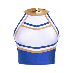 2026 High Quality OEM Blue White <b>Gold</b> Cheerleading Uniform Set Color Blocked <b>Skirt</b> Style Adult Practice Wear In Stock - Product Image 6