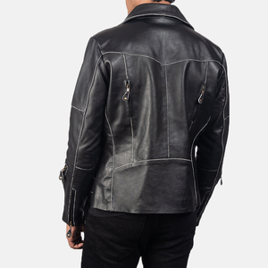 Wholesale High Quality Custom Made <b>Mens</b> <b>Leather</b> <b>Jacket</b> Durable Canvas Turn Down Collar Winter Front Logo Outerwear - Product Image 4