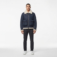 Blouson aviateur B-3 en nylon recyclé et fourrure pour homme, étiquette personnalisée OEM, vêtement d'extérieur d'hiver haut de gamme, mat, hydrofuge, laminé