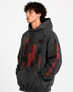 Nouveauté : Sweat à capuche pour homme en coton délavé style streetwear, couleurs et tailles personnalisables, service OEM/ODM - Product Image 3
