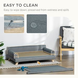 Divano per Cani di Taglia Media e Grande, Resistente all'Acqua, Grigio, 99 x 62,2 x 31,8 cm, con Gambe in Legno e Cuscino Lavabile, Cuccia per Cani - Product Image 5
