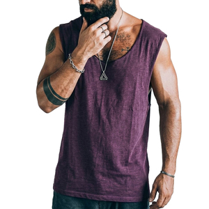 Débardeur de sport pour homme Parium à col profond, en maille slub respirante, personnalisable, vente en gros, débardeurs de gym vierges pour hommes - Product Image 2