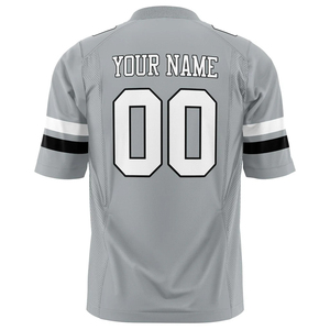 Maillot de football américain gris pour homme, col en V, manches courtes, impression sublimée, maille respirante, nom et numéro de l'équipe 00, personnalisable - Product Image 3