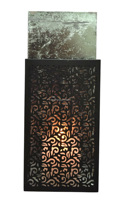Petit Porte-Bougie de Noël Fait Main avec Doublure en Feuille d'Or Argentée Cuivre Fer Noir Métal pour Décoration Intérieure