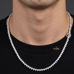สร้อยคอเทนนิสทรงหัวใจทอง 18K ประดับเพชรหรูหรา สไตล์ฮิปฮอป - Product Image 1