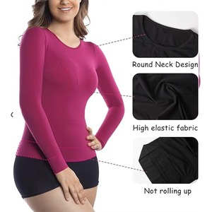 High Elasticity Women Compression Shirt <b>Long</b> <b>Sleeve</b> Gym Rash Guard Anti-UV Breathable Quick Dry Workout <b>Base</b> <b>Layer</b> UPF50+ - Product Image 6