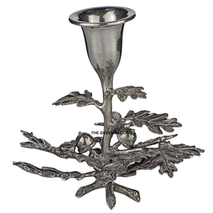 Juego de 3 Portavelas de Aluminio con Forma de Hoja Redondeada, Diseño Floral, Acabado Brillante con Textura, para Hogar y Jardín - Product Image 4