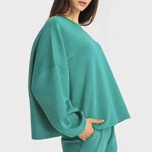 Streetwear Top Women's Cotton Active wear 2-Piece <b>Set</b> with Sweatshirt & Joggers Loose Cotton Blended - Product Image 4