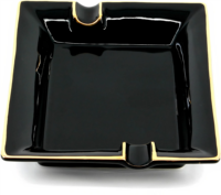 Cenicero de Cigarros de Metal Negro de Lujo con Borde Dorado, Duradero, con Logotipo Personalizado para Hotel, Restaurante, Hogar y Uso para Fumar