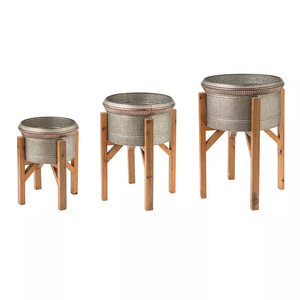 Support à plantes en métal doré au design unique avec pots cylindriques, support de pot moderne en fil métallique - Product Image 6