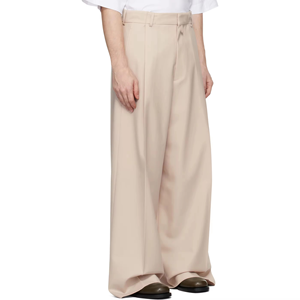 New <b>Men's</b> Custom Cotton Heavyweight Twill Flare Pants Loose Fit Mid Waist Embroidered Casual Anti-Pilling Wide Leg <b>Drawstring</b> - Product Image 2
