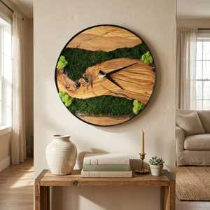 Forest Stream Wooden <b>Clock</b> Emerald Valley Moss <b>Clock</b> Woodland River Artisan <b>Clock</b> Nature Flow Wood And Moss <b>Clock</b> Evergreen Cany - Product Image 3