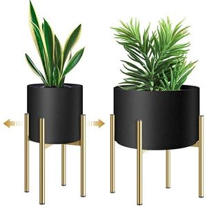 Support de plantes moderne de luxe en métal noir, ensemble de pots de fleurs dorés, pots de plantes sur pied pour la décoration de la maison et du salon - Product Image 5
