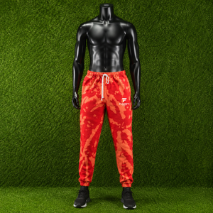 Pantalon de jogging en molleton de coton épais tie-dye rouge avec logo personnalisé pour hommes et femmes, streetwear, vente en gros, décontracté, pour la gym - Product Image 2