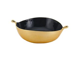 Bols à mélanger pour salade en métal, de luxe, décoratif de style nordique, en or avec intérieur noir, pour fruits, pour décoration intérieure - Product Image 1