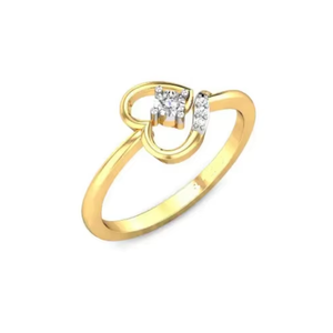 Bague en or 14 carats avec diamant rond véritable de 0,10 TCW, sertie en illusion, en forme de cœur |   Bague de fiançailles romantique pour femme, bijou pour l'anniversaire - Product Image 3