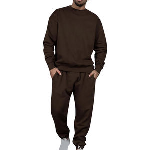 <b>Men</b> <b>Purple</b> Solid Hooded Tracksuit Set Full Sleeve Casual Sweatshirt Pants Regular Fit Midweight Cotton Autumn Wear - Product Image 1