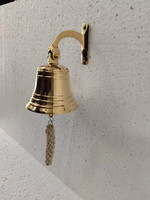 Cloche de bateau en laiton de 4 pouces, cloche marine artisanale, finition dorée vintage, style moderne du milieu du siècle, décoration murale côtière