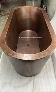 Delicate <b>Metals</b> Double Walled Copper <b>Bathtub</b> Antique Finish 100% Copper Material Handmade Oval Freestanding Tub DM-171 - Product Image 3