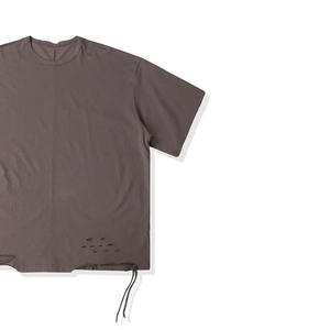 เสื้อยืดคอกลมแขนสั้นสีดำทรงปกติ ผ้าฝ้ายถัก 100% ปี 2026  แบบริบถักด้วยมือ ป้องกันการเป็นขุย - Product Image 3