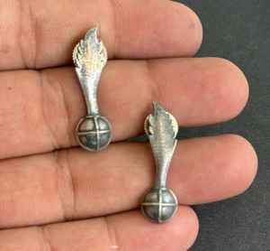 Pendientes de plata alemanes oxidados de estudio de moda OM, joyería multifunción ligera elegante de tono plateado antiguo étnico para - Product Image 6