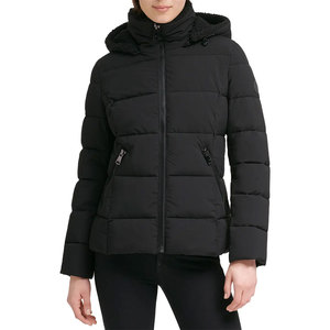 Veste d'hiver légère pour femmes, veste matelassée avec capuche à fourrure, couleur unie, fermeture éclair, respirante, rembourrée - Product Image 5