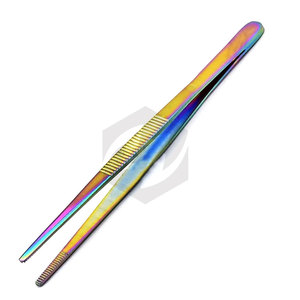 Pinces en acier inoxydable à dents 1x2 et à pointe dentelée, pinces à pansements en titane arc-en-ciel, instruments médicaux - Product Image 5