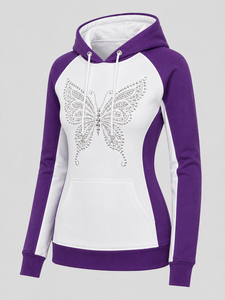 Sudadera con Capucha de Moda para Mujer, con Pedrería Brillante, Suave y Cálida, con Capucha Ajustable y Diseño de Bolsillo Tipo Canguro - Product Image 5