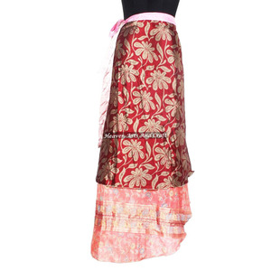 Achetez une robe en soie à enrouler en USA, jupe longue en soie magique réversible à 2 couches, sari en soie multi-usage, enveloppe indienne à double couche - Product Image 6