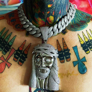 Collar de esqueleto Hiphop con cadena de eslabones de moissanita redonda certificada CMA, de plata de ley 925 chapada en rodio, unisex, joyería pesada para fiestas - Product Image 5