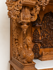Mandir de prière traditionnel de grande taille pour la maison, en bois de teck massif, pour salle de prière, prix d'usine, vente en gros aux États-Unis - Product Image 3