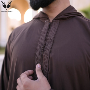 High Quality <b>Men</b> Tech <b>Thobe</b> Simple Plain Design Islamic Clothing Long Sleeve Traditional Polyester Thobes and Turbans - Product Image 2