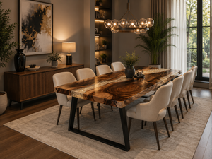 Modern Rectangle Wood <b>Epoxy</b> Resin Dining <b>Table</b> Handmade Indoor Furniture for Dining Room - Product Image 3