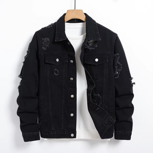 Veste en jean pour homme, classique, col montant, manches longues, coupe ajustée, élégante, confortable, durable, respirante, séchage rapide, réversible, hiver, 100% denim - Product Image 6