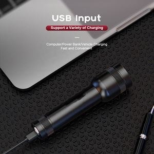 CITICITY High Quality <b>Rechargeable</b> Zoomable Aluminum Alloy Tactical Flashlight for EDC Camping Three Gear Waterproof Black - Product Image 4