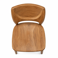 Chaise de salle à manger en teck massif, écologique, durable, imperméable, de style scandinave belge, avec dossier en forme de croissant, pour la maison, le bureau, le parc, l'appartement