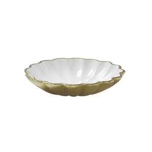 Bol en métal avec bord doré et bord festonné pour une décoration de table glamour - Product Image 1