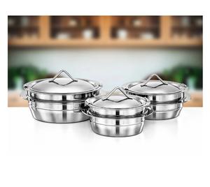 Olla redonda de acero inoxidable plateada, elegante y popular, con tapa, para servir comida caliente, ideal para bodas, fiestas y decoración del hogar. - Product Image 5