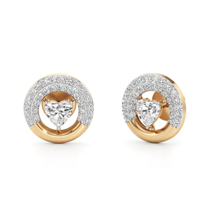 Boucles d'oreilles en diamant taillé en forme de cœur, or massif 18 carats, bijoux de mariage de luxe pour femmes - Product Image 1